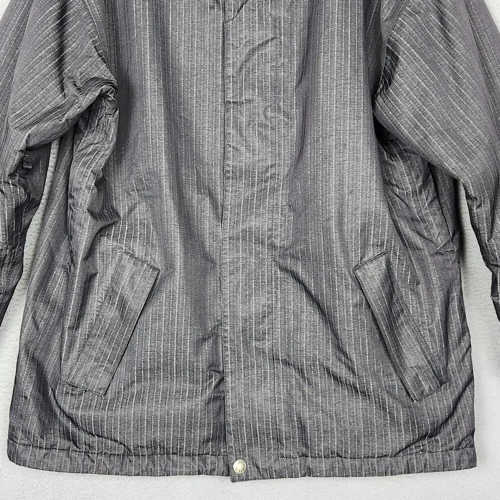 North Face Instigator Jacket Mens Large Gray Pinstripe Hooded Full Zip Insulated